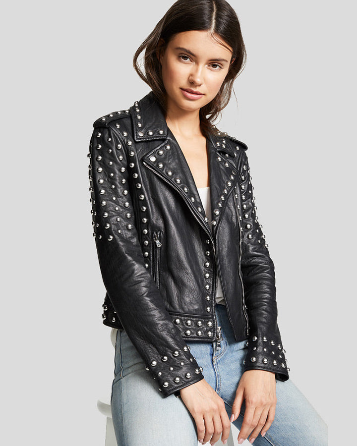 Hazel Black Studded Leather Jacket