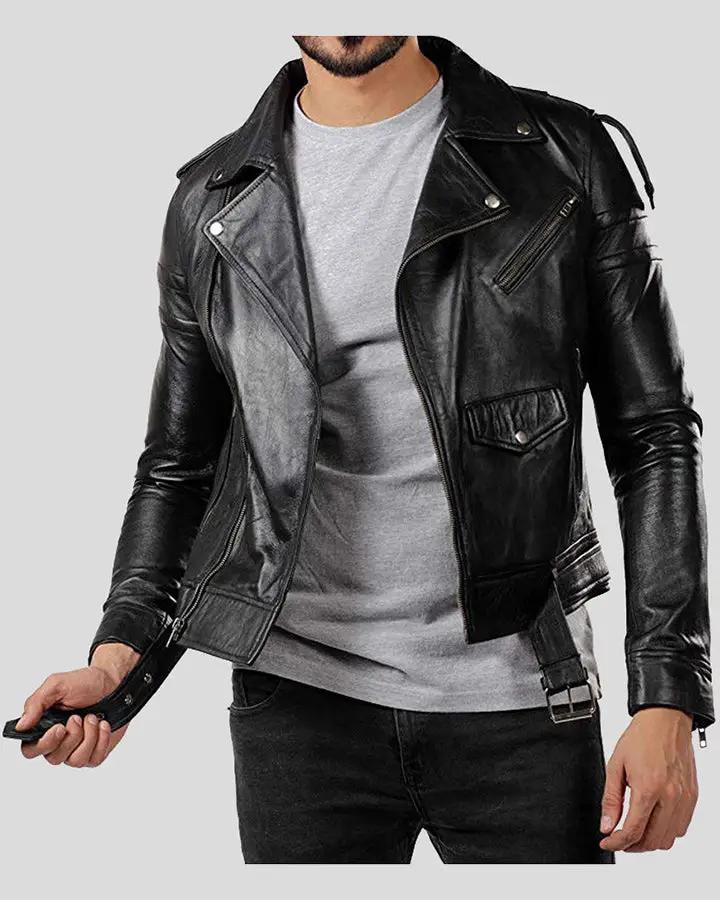 Mens Donn Black Motorcycle Leather Jacket – NYC Leather Jackets
