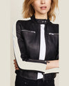 Selda Black & White Racer Leather Jackets